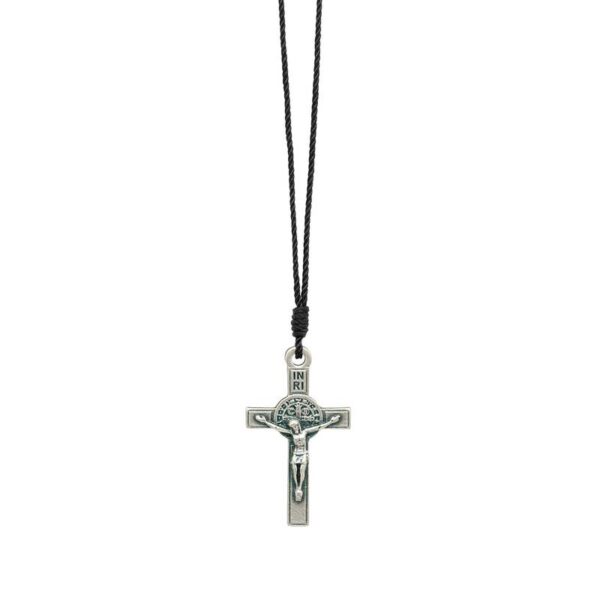 Cordão Cruz 2,7cm Mini São Bento Prata Velha 7737