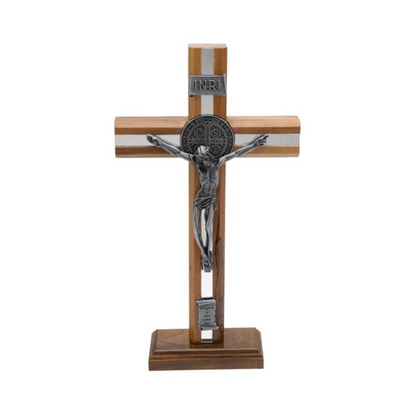 Crucifixo Madeira Frisada 26cm Espelhado Onix São Bento 7738