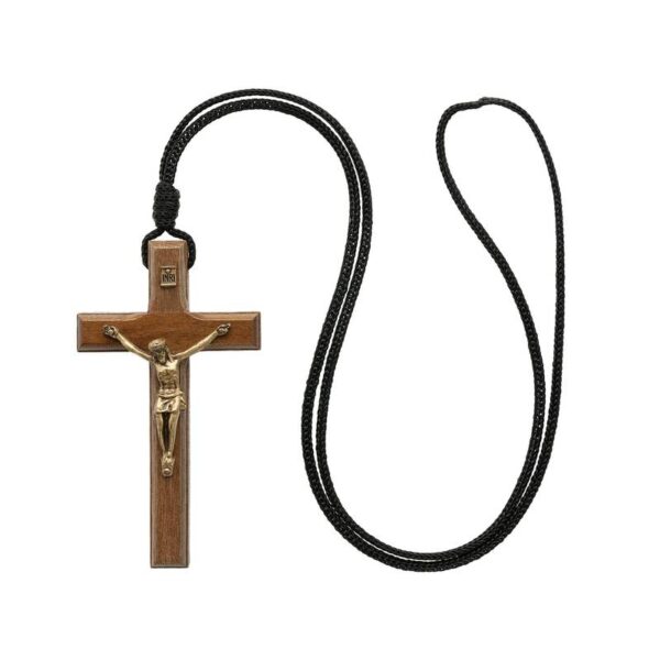 Cordão Crucifixo Madeira Coroinha 9cm Ouro Velho 7734 - Image 2
