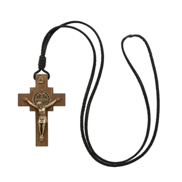 Cordão Crucifixo Madeira Devoção Grande São Bento 7735 - Image 2