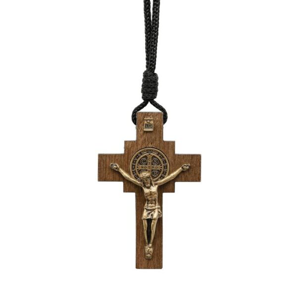 Cordão Crucifixo Madeira Devoção Grande São Bento 7735
