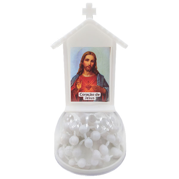 Altar Capelinha Sagrado Coração de Jesus c/ Terço Branco - 7707