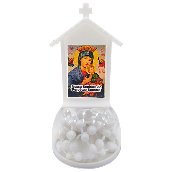 Altar Capelinha Nossa Senhora Perpétuo Socorro c/ Terço Branco - 7706