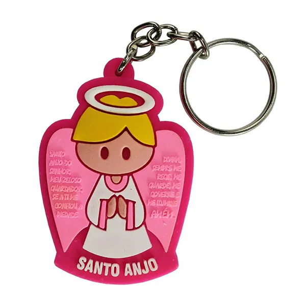 Chaveiro Infantil Emborrachado Anjo da Guarda Rosa - 5041