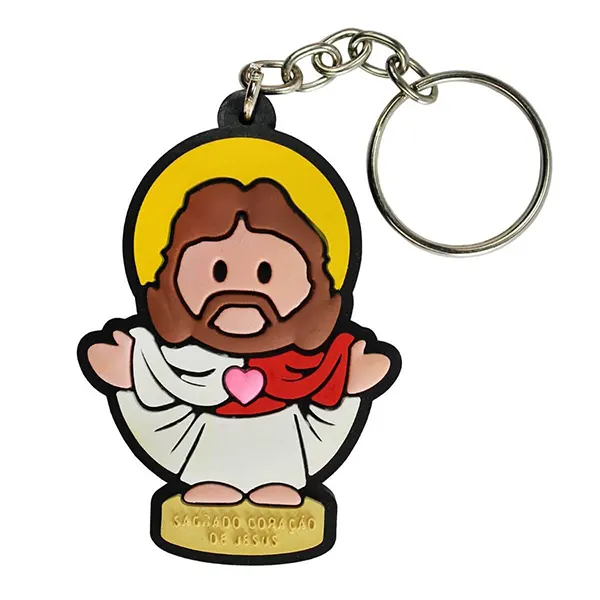 Chaveiro Infantil Emborrachado Sagrado Coração de Jesus - 7098