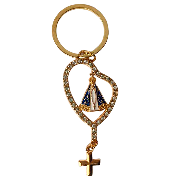 Chaveiro Dourado Terço Nossa Senhora Aparecida - 8442