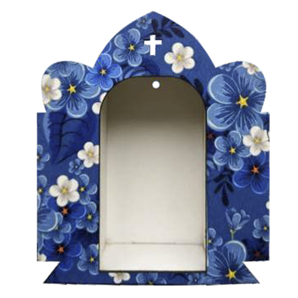 Capela Floral MDF para Santo até 12cm Azul - 4459