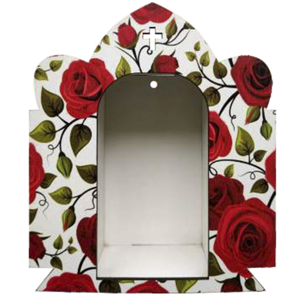 Capela Floral MDF para Santo até 12cm Vermelha - 4460
