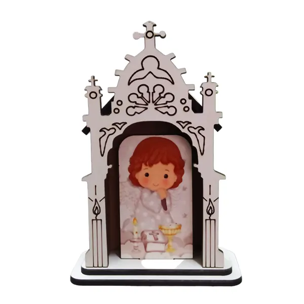 Capela MDF PP 12cm Devocional Anjo da Guarda Branco - 11318