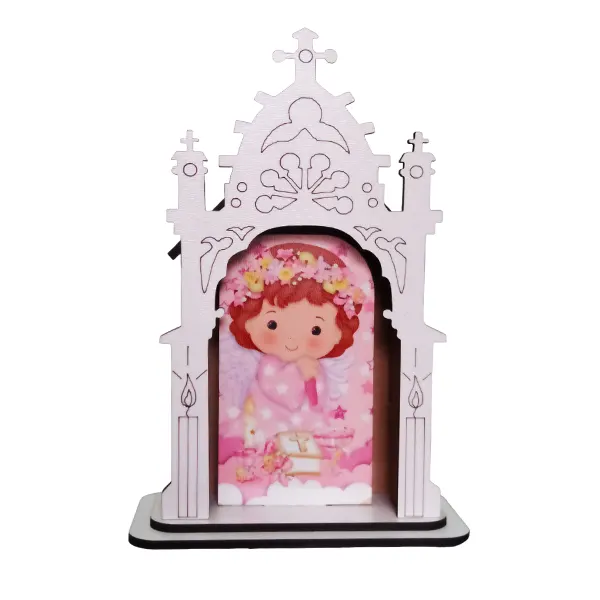 Capela MDF 17cm Devocional Anjo da Guarda Rosa - 11379