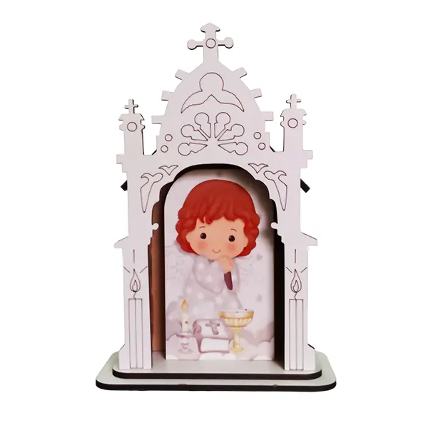 Capela MDF 17cm Devocional Anjo da Guarda Branco - 11380