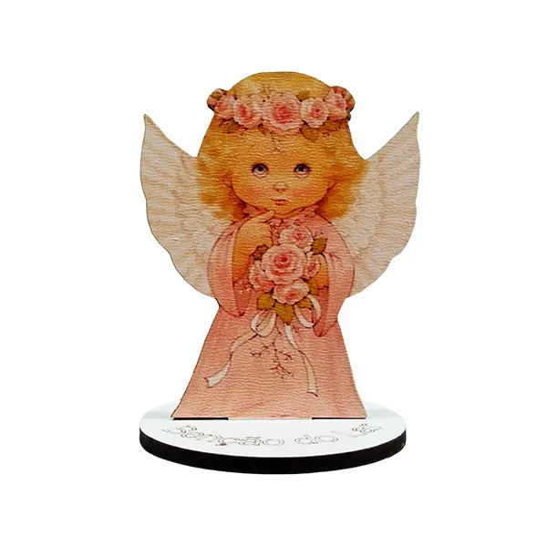Imagem Infantil MDF Anjo da Guarda Rosa 7cm - 11453