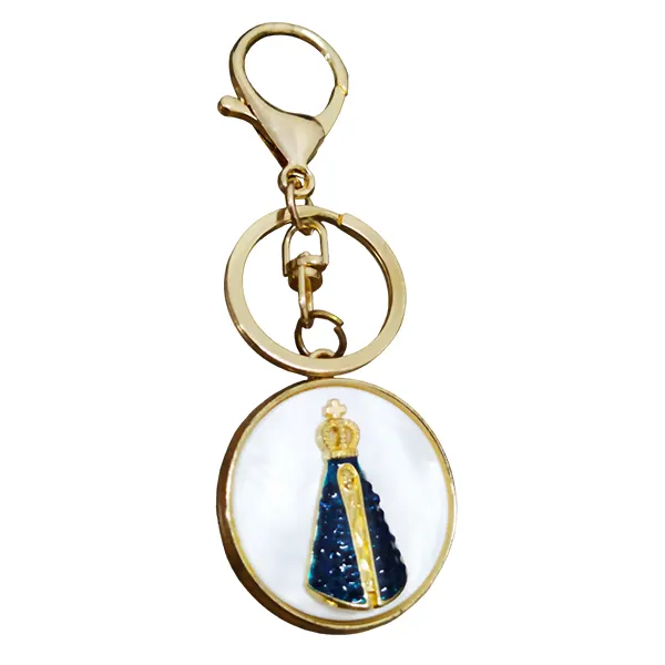 Chaveiro Metal Madre Pérola Redondo Nossa Senhora Aparecida 138 - 9713